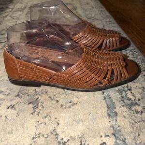 Vintage Y2K Worthington Leather Huaraches Open Toe Shoes Size‎ 7 Brown Boho